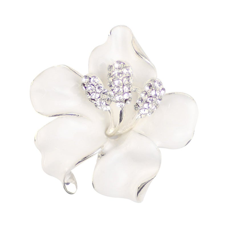 Merdia Brooch Pin for Women Flowers Brooch with Created Crystal | Elegant Brooches and Pins for women | Pearl Brooches for women with Flower Pins | Designer Brooch Collar Pins for women White 29.8g - Image 1